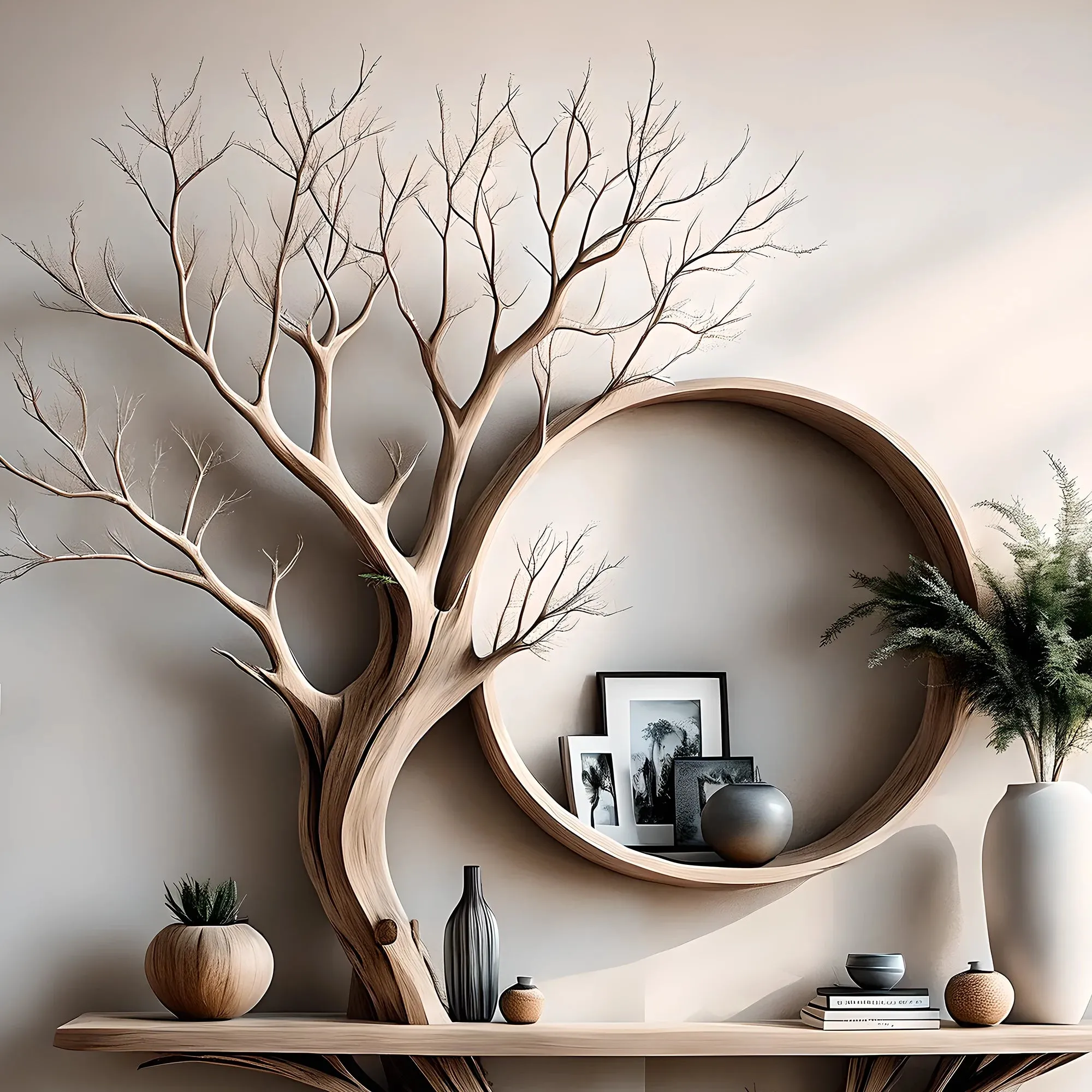 Handmade Tree Shaped Wooden Desk Rustic Reading Table Home Furniture